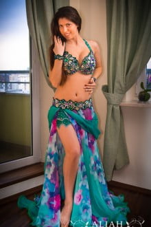 Green costume with flowers