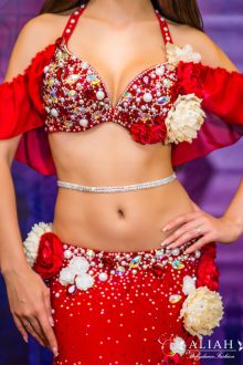 Red with flowers costume