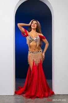 Beige red costume